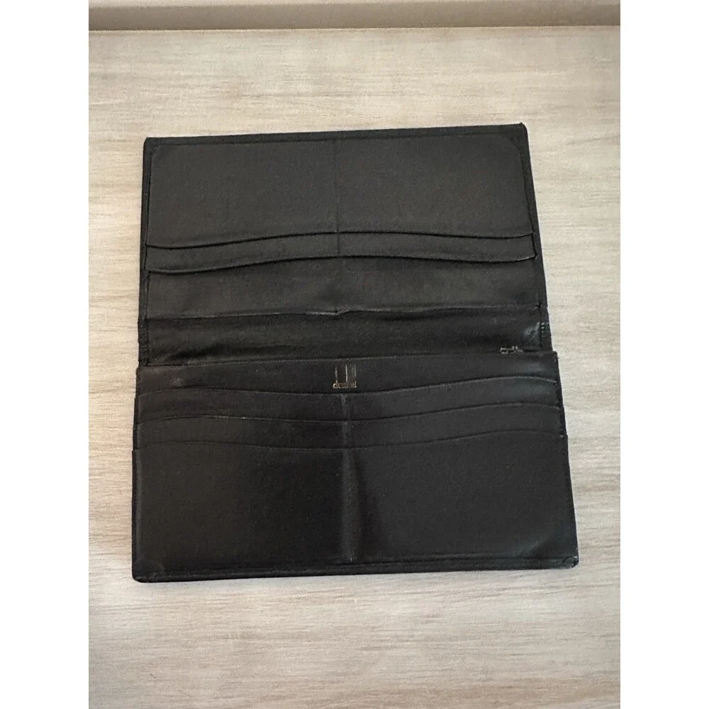 Authentic Dunhill Black Smooth Leather Long Wallet with Original Box & Cards